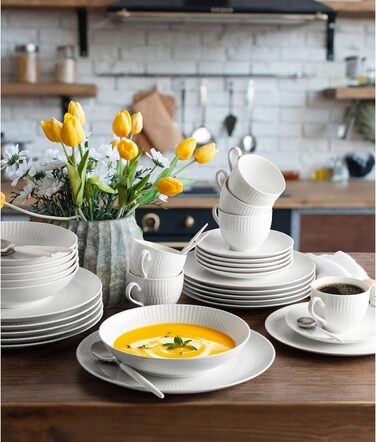 Обідній сервіз на 6 персон, 30 предметів, білий Amina Seltmann Weiden