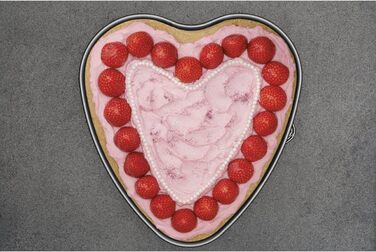 Творча студія Zenker Z7480 Ø 26 см, форма для випічки з плоским дном, кругла форма для торта з антипригарним покриттям, креативна випічка (колір рожевий, сріблястий), кількість (форма для роз'єму серця)