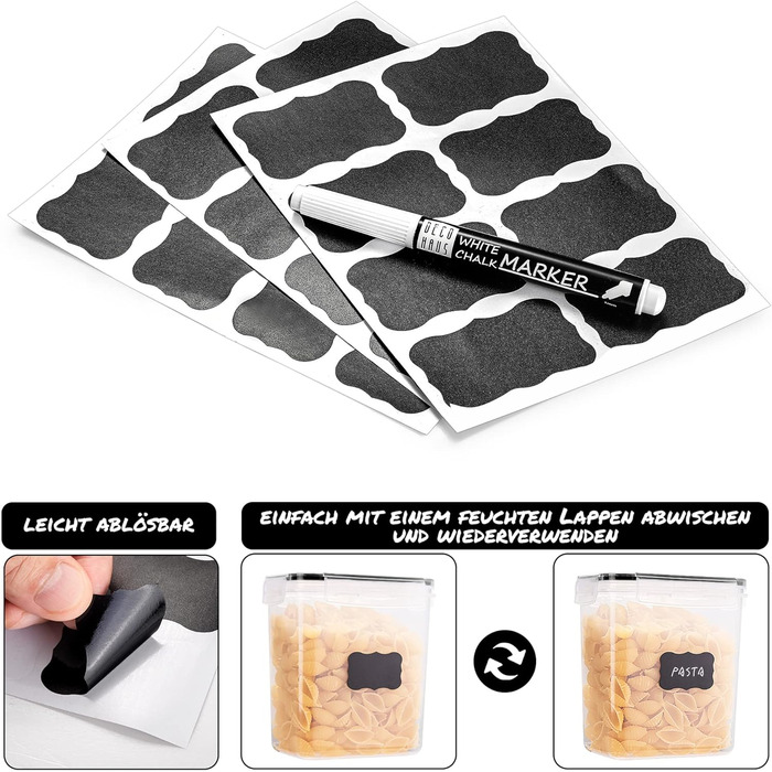 Набір ємностей для зберігання 24 предмети, прозорий/чорний Deco haus