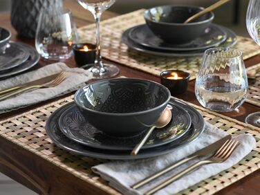 Серія Набір посуду Orient Mandala з 18 предметів, набір тарілок з порцеляни (набір тарілок 12 предметів, камінь), 21627