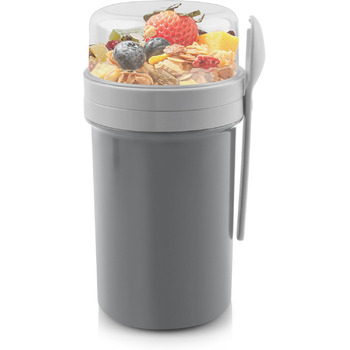 Стаканчик для пластівців 800 мл із ложкою, сірий Acasimo