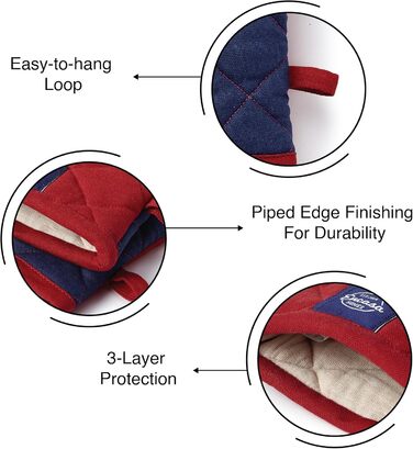 Набір з 2 кухонних рукавичок 18x30 см, червоний Encasa XO