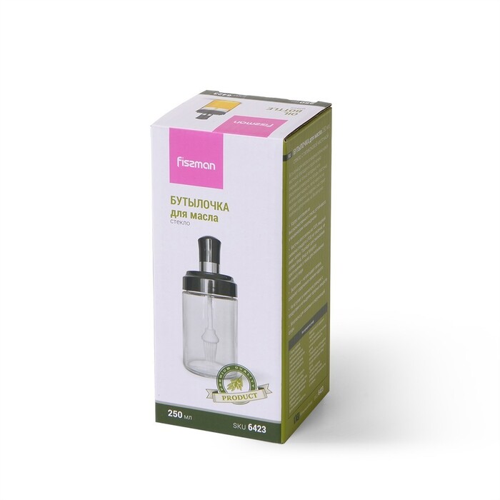 Бутылка для масла Fissman 250 мл с силиконовой кисточкой стекло (6423)