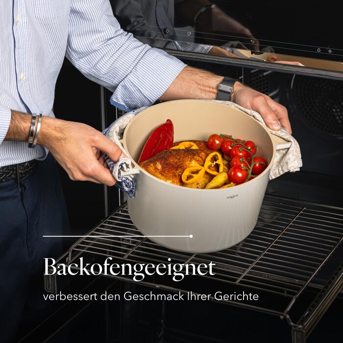 Алюмінієва каструля FLORINA 16 см 1,6 л Підходить для індукції Керамічне покриття, стійке до подряпин М&39яка ручка під дерево Термостійка Для всіх варильних поверхонь Легко миється (NUBE, 5,8 л - 24 см)