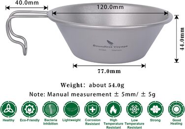 Безмежна подорож Титанова чаша Sierra Cup Outdoor Camping Backpackers Cup Легка компактна чашка з ручкою Ti1092T (300 мл 1 шт. )