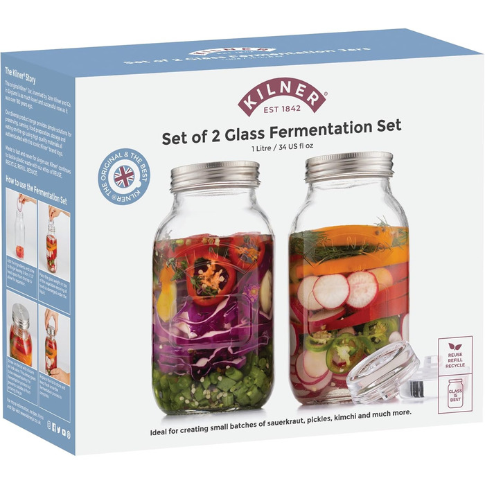 Набір з 2 банок для бродіння 1 л з кришками Kilner