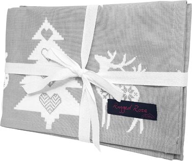 Різдвяні кухонні рушники Ragged Rose, бавовна (70 x 50 см, сріблясто-сірі)