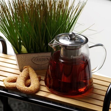 Заварочный чайник Fissman 950 мл со стальным фильтром стекло (6479)