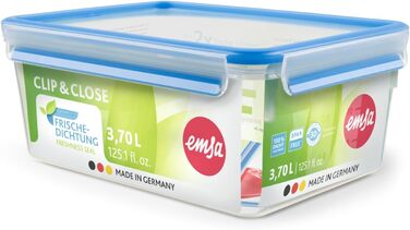 Набір контейнерів для зберігання продуктів EMSA Clip & Close, прямокутні, 5 x 0,8 л, коробки для зберігання, 100 герметичні, придатні для миття в посудомийній машині, морозильної камери та мікрохвильової печі, прозорі, сині, зроблені в Німеччині, N10307 (