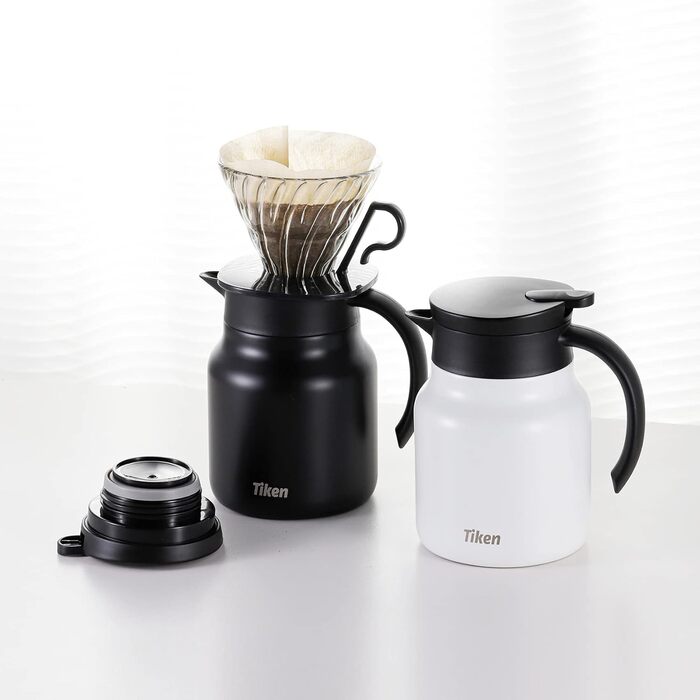 Термоглечик для кави 1 л з нержавіючої сталі, матовий чорний Tiken