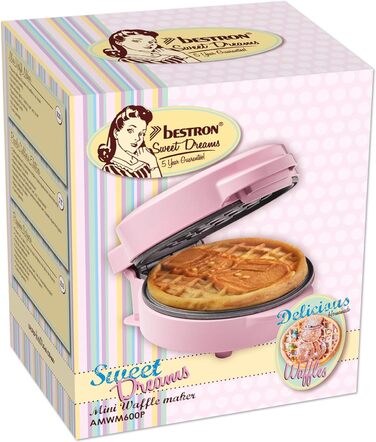 Міні-вафельниця з принтом сніговика 550 Вт, рожева Bestron