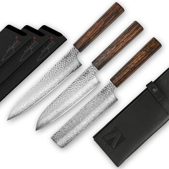 Дамаська сталь 69 шарів кухарський ніж ручної роботи в Японії Професійний кухарський ніж і шкіряний футляр Дамаський кований клинок Дамаський ніж кухонний ніж, 21