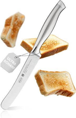 Високоякісний кухонний ніж 20 см для м&39яса, риби, птиці та овочів, нержавіюча сталь 18/10, ергономічна срібна ручка, гострий ніж для кухні (ніж для сніданку)