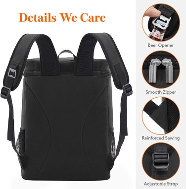 Герметичная сумка-холодильник Рюкзак Водонепроницаемый рюкзак для пикника Изолированная сумка для ланча для мужчин Женщины Работа Пикники Пляж Caping Путешествия Активный отдых на свежем воздухе, (черный, M), 22L Cool Pack