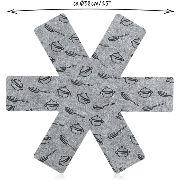 Набор из 9 фетровых подставок под горячее 38 см, светло-серый Com-Four