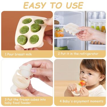 Годівниця для фруктів для дітей, набір годівниць для фруктів для дітей, контейнер для зберігання дитячого харчування, силіконова годівниця для фруктів для пустушок та морозива з грудним молоком (зелена) (біла)