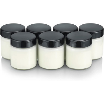 Порційні баночки 150 мл для йогуртниць, набір 7 предметів, чорні Severin