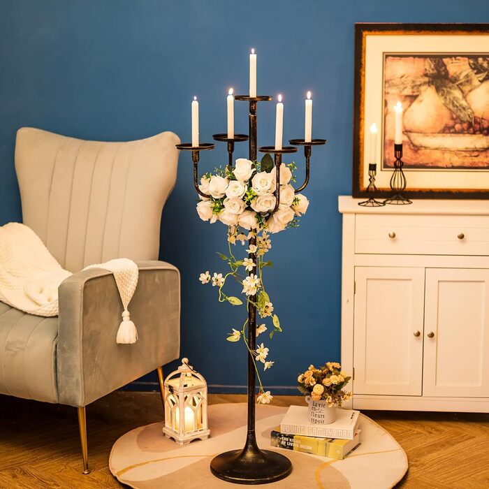 Свічник чорний, 5-рамний, висотою 122 см, чорний Sziqiqi