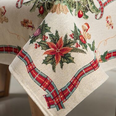 Дім різдвяної гобеленової різдвяної скатертини Скатертина на Різдво та Новий рік (Ялинка (Іскриста), 140x260 см)
