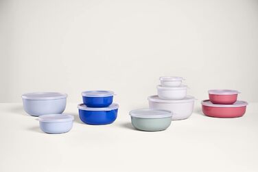 Набір із 3 предметів Lumina Контейнери для зберігання продуктів із кришкою для холодильника, морозильної камери, пароварки та мікрохвильової печі 250 мл, 750 мл і 1500 мл (яскраво-синій)