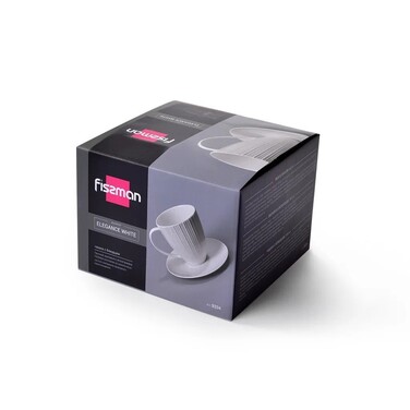 Чашка с блюдцем 400 мл Elegance White Fissman