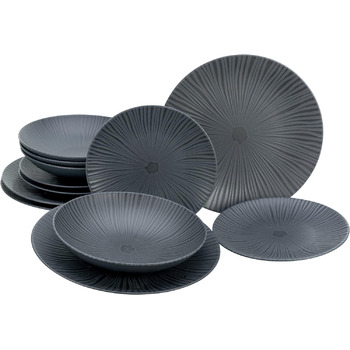 Набір тарілок на 4 персони, 12 предметів, Vesuvio Black Creatable