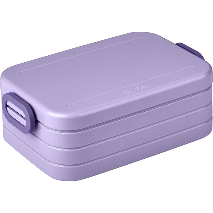 Ланч-бокс з Bento Box - Для 4 бутербродів або 8 скибочок хліба - Ланч-бокс для невеликих перекусів і залишків їжі - Ланч-бокс для дорослих - Фуд-бокс з відділеннями - (яскравий бузковий, Bento Lunchbox midi TAB)