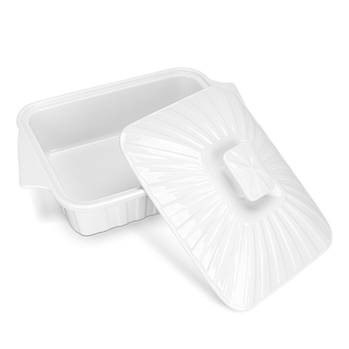 Прямоугольная форма для запекания Fissman 25х19х13 см/1,6 л с крышкой фарфоровая цена (14173)