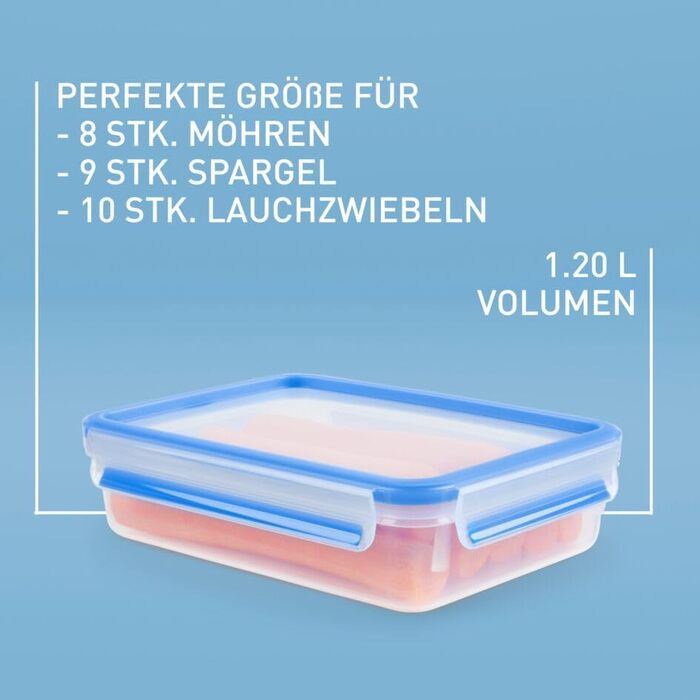Набір контейнерів для зберігання продуктів EMSA Clip & Close, прямокутні, 5 контейнерів для зберігання x 0,8 л, 100 герметичні, придатні для миття в посудомийній машині, морозильної камери та мікрохвильової печі, прозорі, сині, зроблені в Німеччині, N1030
