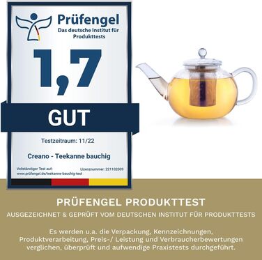 Скляний чайник із 3 частин із вбудованим ситечком 1,6 л Creano