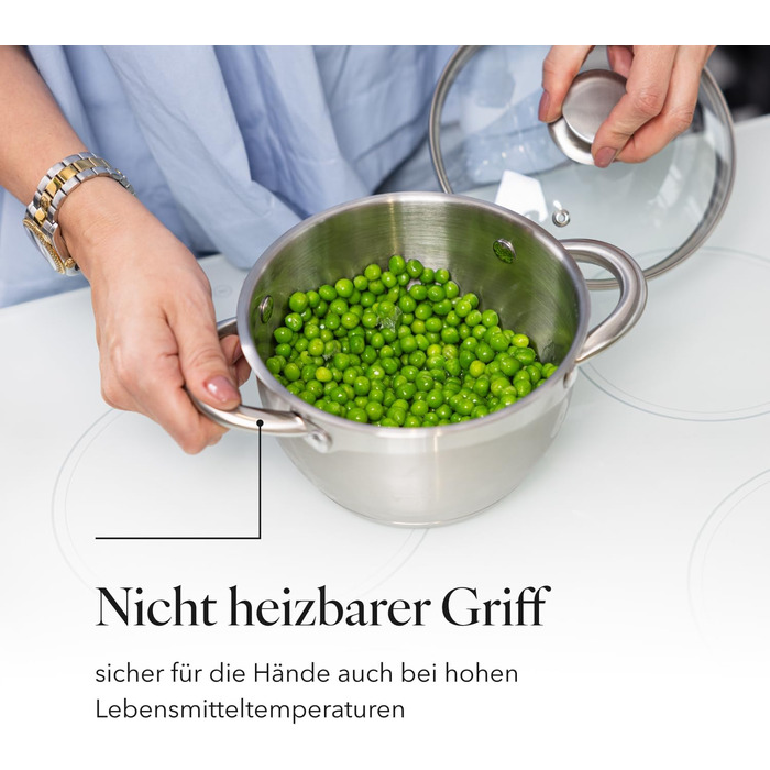 Набір посуду FLORINA 4 предмети Нержавіюча сталь 18/0 Кришка із загартованого скла Для індукційних, газових, електричних та керамічних варильних поверхонь Можна мити в посудомийній машині Високоякісний набір посуду для кожної кухні (8 предметів, Henry)