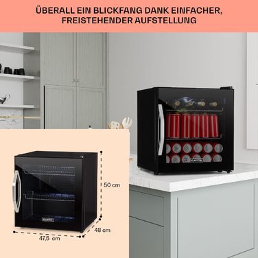 Міні-холодильник зі скляними дверцятами 47 л червоний Klarstein