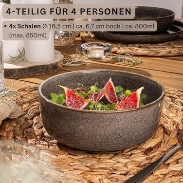 ПОСУД Комбінований сервіз на 6 персон, набір тарілок кавовий кухоль макаронна миска 30 шт. , набір посуду з керамограніту посудомийна машина - мікрохвильова піч - стійкий до подряпин, набір посуду з керамограніту КОЛЕКЦІЯ ЦІННОСТЕЙ (Каїрський графіт, миск