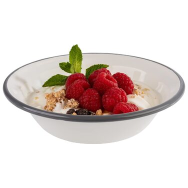 Набор из 2 эмалированных мисок Ø 16,5 см, кремово-белый с серым ободком Emaille APS