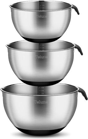 Набір мисок з нержавіючої сталі, 5 предметів з кришкою, миска для змішування з 3 терками, 5 л 3 л 2 л 1,5 л 1,5 л 1 л Velaze