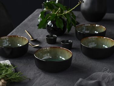 Серія Nordic Fjord набір посуду з 18 предметів, набір тарілок з кераміки (набір мисок для пластівців 6 шт. , зелений), 21551