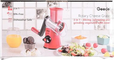 Терка для сыра/овощей с 3 барабанными лезвиями синий Geedel