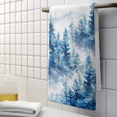 Різдвяні кухонні рушники Kwlegh, рушник для рук, різдвяна ялинка, цукерка-тростина, сніжинка, рушник для пальців, набір з 2 шт. , милий чоловічий банний рушник, високопоглинаючі рушники, 36 x (Сніжний ліс)