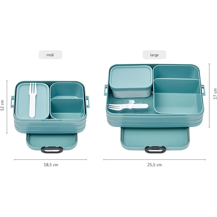 Ланч-бокс з Bento Box - Для 4 бутербродів або 8 скибочок хліба - Ланч-бокс для невеликих перекусів і залишків їжі - Ланч-бокс для дорослих - Фуд-бокс з відділеннями - (яскравий бузковий, Bento Lunchbox midi TAB)