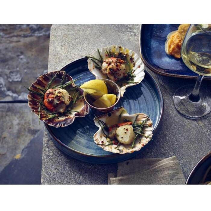 Тарілка презентаційна з бортиком 26хh 3.3 см, Terra Porcelain Aqua Blue, GenWare