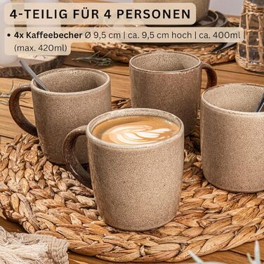 Комбінований сервіз на 6 персон, набір тарілок кавовий кухоль макаронна миска 30 шт. , набір посуду з кераміки посудомийна машина - мікрохвильова піч - стійкий до подряпин, набір посуду з кераміки ЦІННІСНА КОЛЕКЦІЯ (Каїр Мокко, кавовий кухоль 4 шт.).