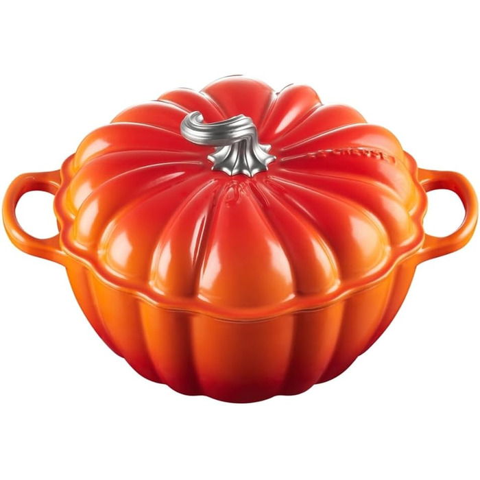 Чугунная жаровня в форме тыквы 4 л с крышкой, оранжевая Calabaza Cocotte LE CREUSET