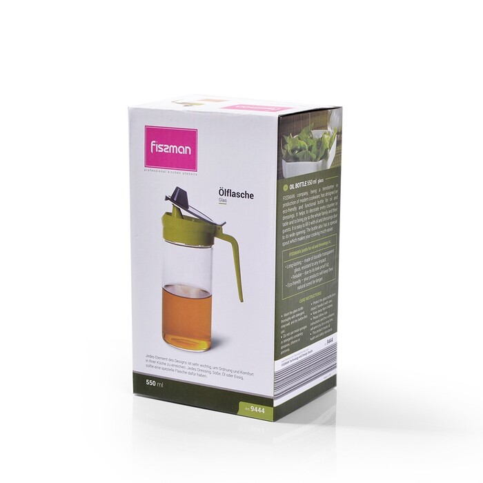 Пляшка для олії Fissman 550 мл (скло) з пластиковою кришкою (9444)