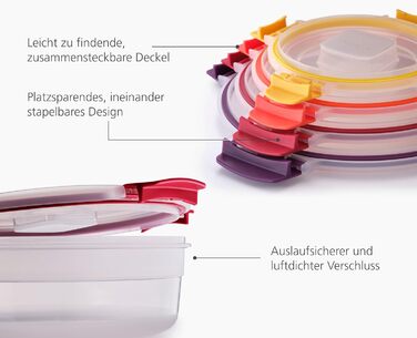 Набір круглих пластикових контейнерів з кришкою, 4 предмети, різнокольоровий Joseph Joseph