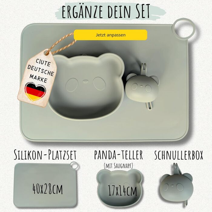 Набір дитячого посуду з гравіюванням імені - виделка, ложка і миска, індивідуальні подарунки для малюків від 1 року, хлопчика або дівчинки, від 12 місяців (набір без нагрудника) (сірий)