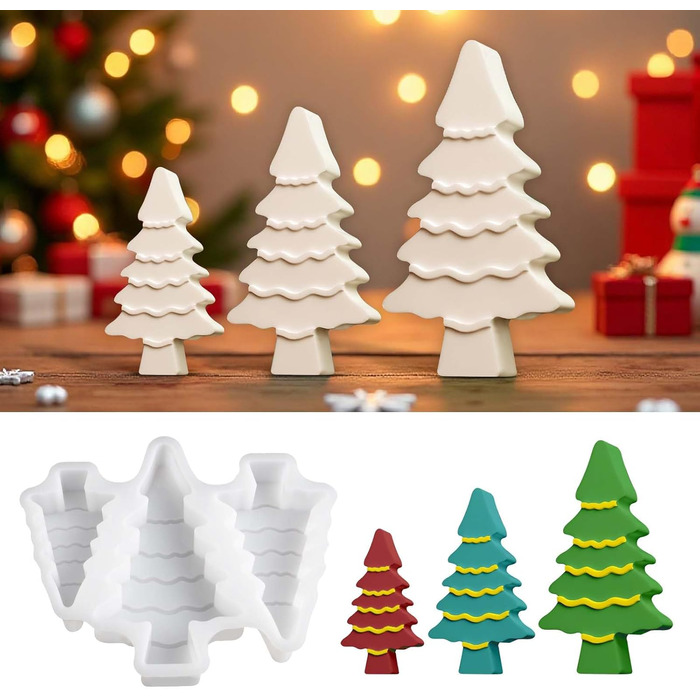 И силіконова форма ялинка ялинка ливарні форми силіконова гіпсова форма для лиття свічок ливарні форми різдвяні силіконові форми ялинка своїми руками, 3 шт.