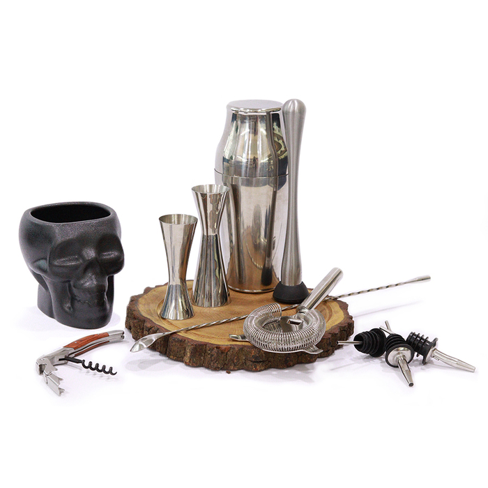Набір бармена, 10 предметів, сатинована сталь, Urbanbar + ПОДАРУНОК келих TIKI