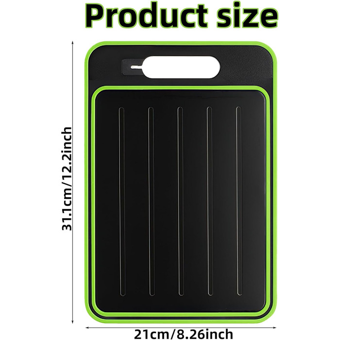 Доска для размораживания и нарезки 31 x 21 см, черный/зеленый UptVin