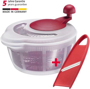 Вертушка для салату Westmark, об'єм 5 л, ø 26 см, пластик, без бісфенолу А, Fortuna, колір прозорий/червоний, 243222E2 (червоний, стандартний слайсер)