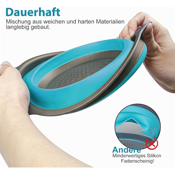 Складной дуршлаг, силиконовый, синий Walfos